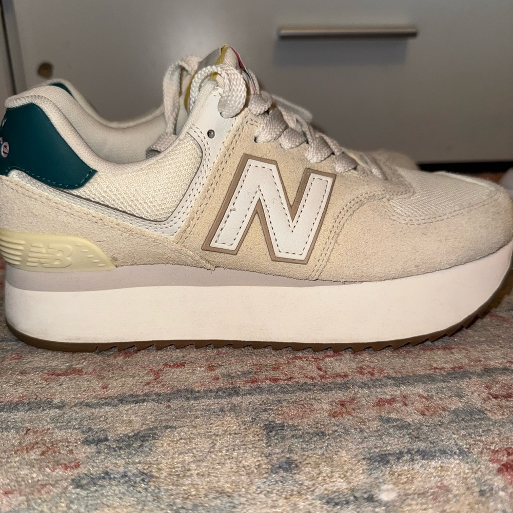 New Balance Cream Sneakers with Chunky Midsole
